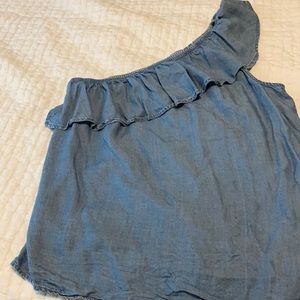 One shoulder denim shirt